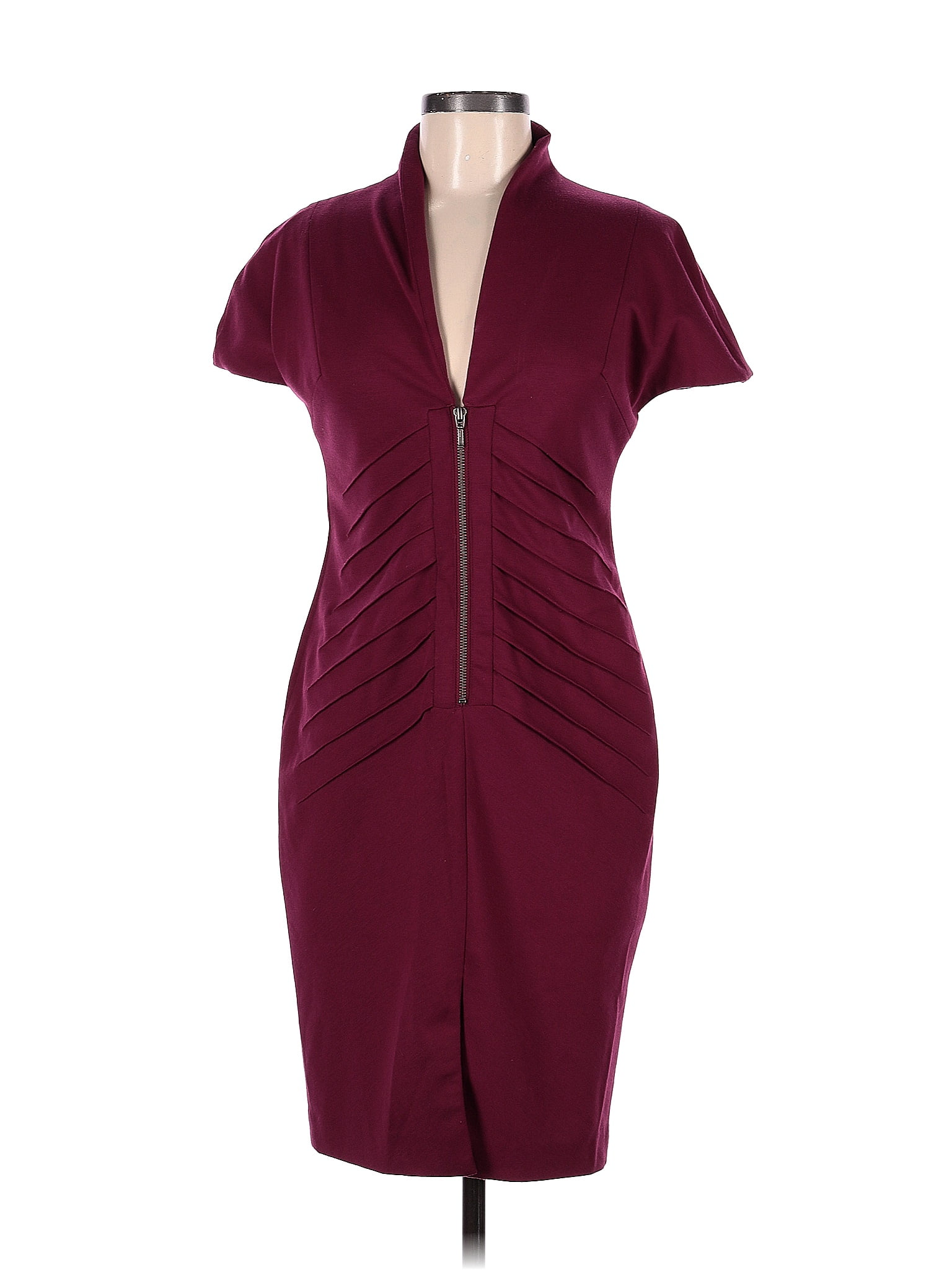 Catherine Malandrino Solid Maroon Burgundy Casual Dress Size M 83