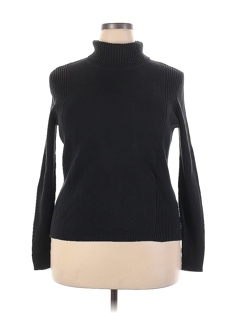 Leo & Nicole Color Block Solid Gray Black Turtleneck Sweater Size XXL ...