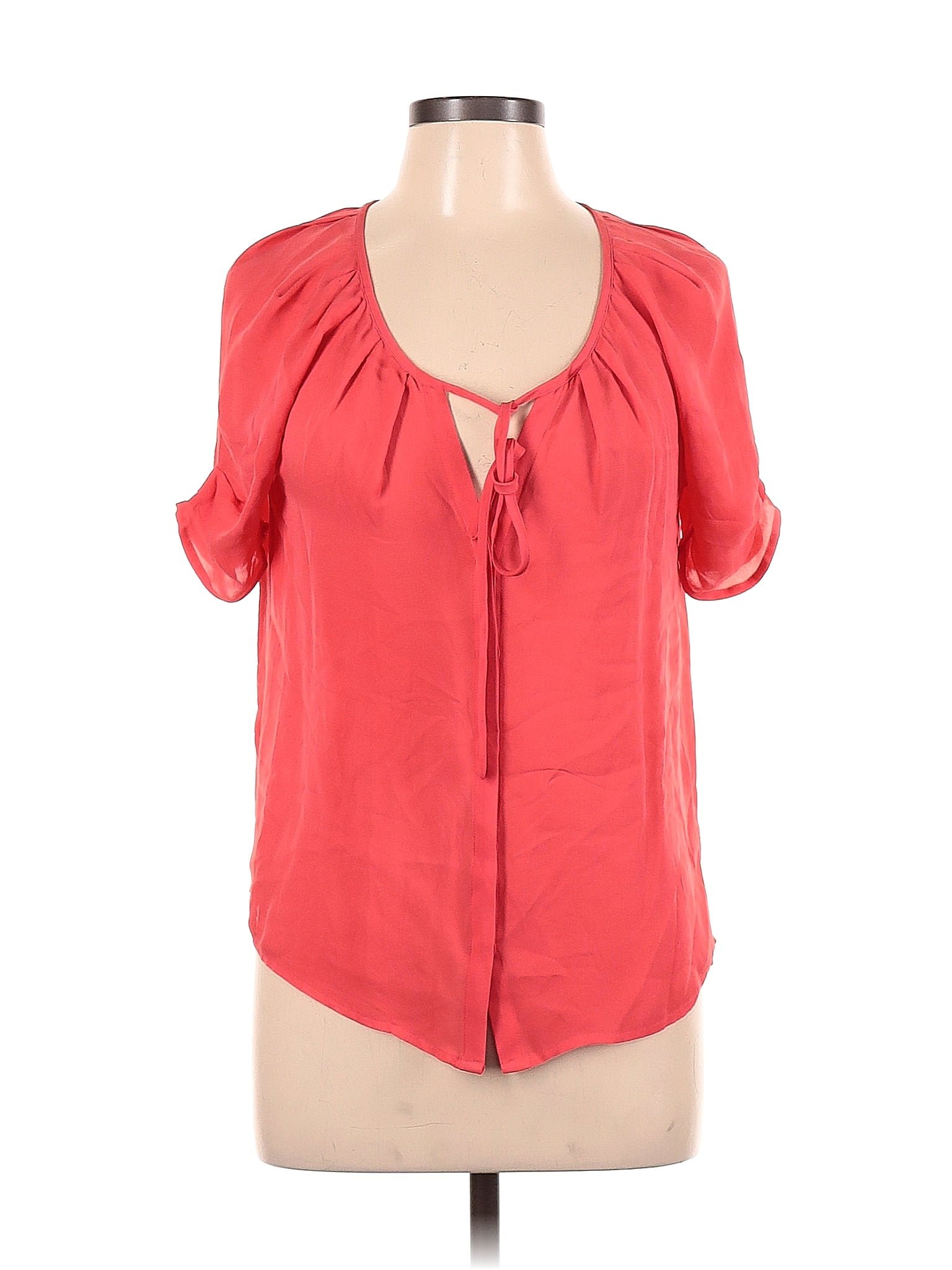 Joie 100 Silk Orange Red Short Sleeve Silk Top Size M 95 Off Thredup