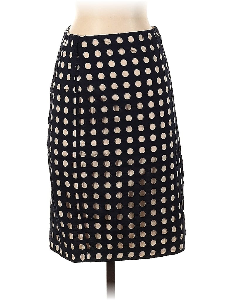 Ann Taylor 100% Cotton Polka Dots Jacquard Brocade Gold Casual Skirt Size 00 - photo 1