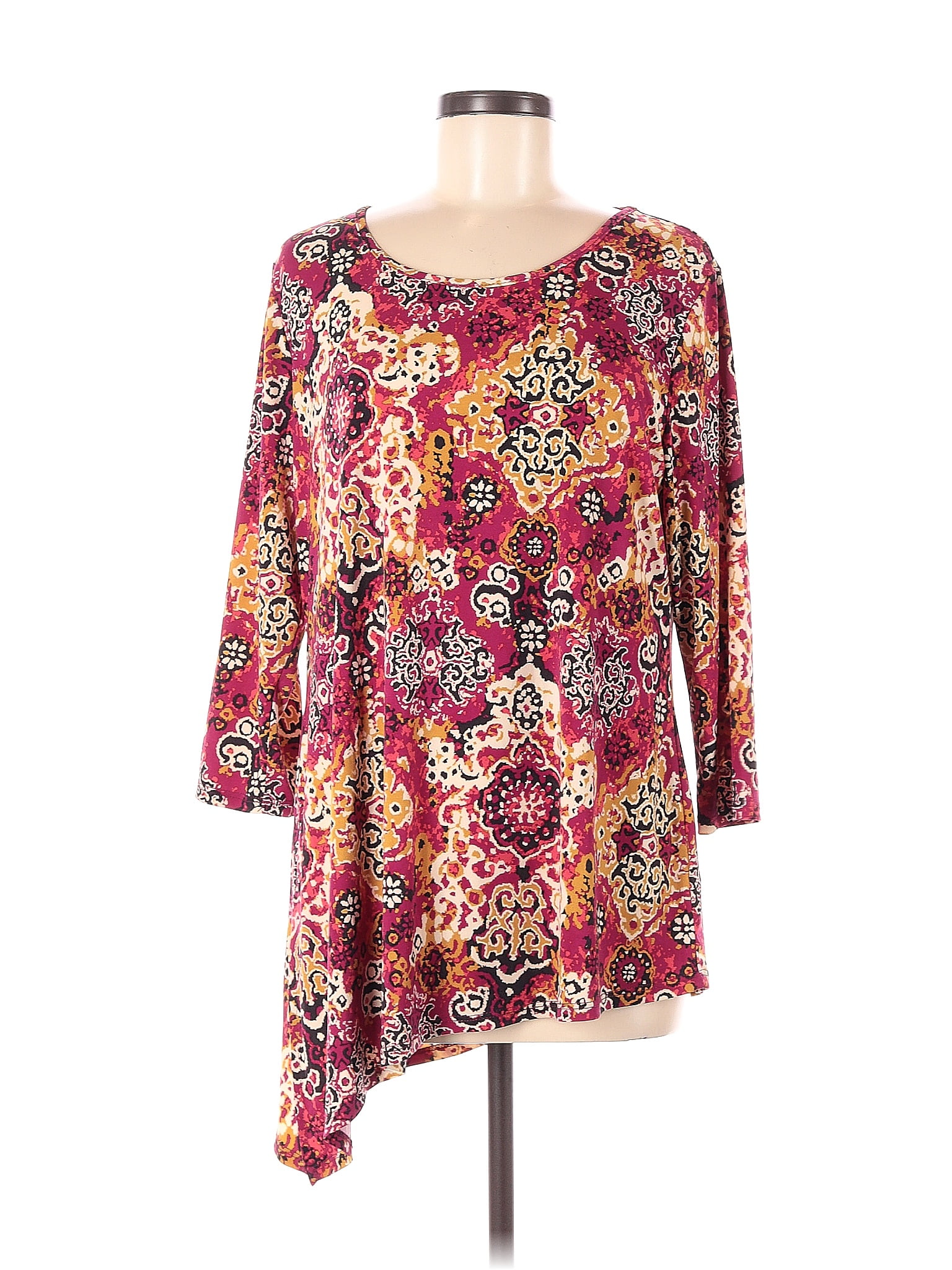 Susan Graver Multi Color Burgundy Long Sleeve Top Size M - 67% off ...