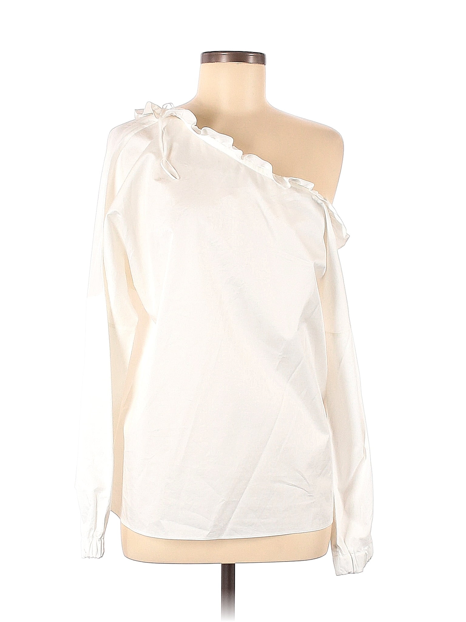 Tibi 100 Cotton Solid White Ivory Long Sleeve Blouse Size M 84 Off