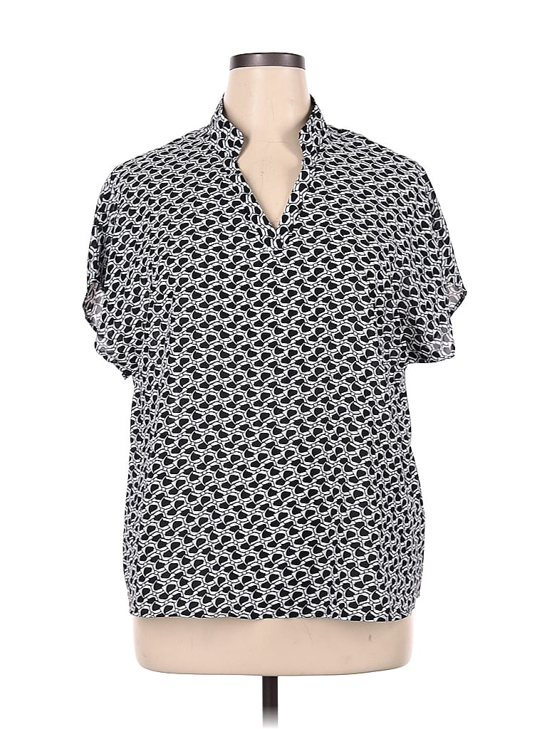 Shein Polka Dots Black Short Sleeve Blouse Size 0X (Plus) - photo 1
