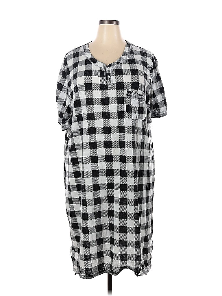 Ekouaer Checkered Gingham Multi Color Gray Casual Dress Size Xxl 72