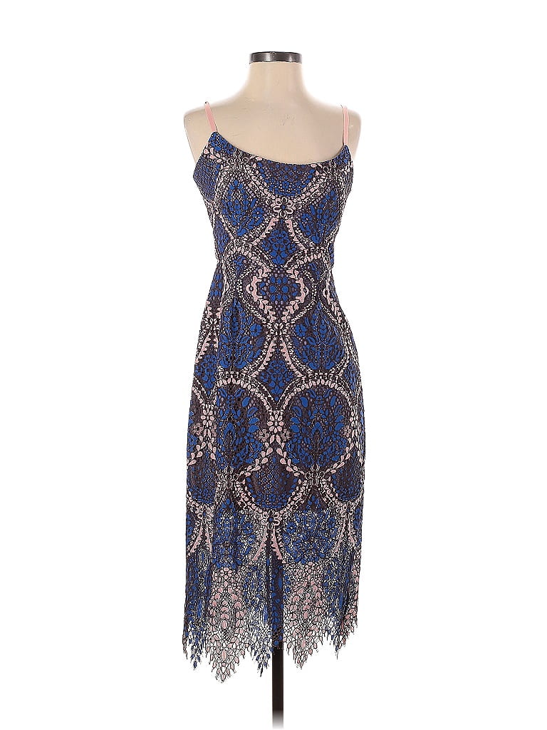 BCBGMAXAZRIA Paisley Brocade Blue Casual Dress Size 2 - photo 1