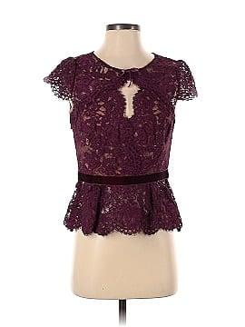 MARCHESA notte Red Lace Keyhole Top (view 1)