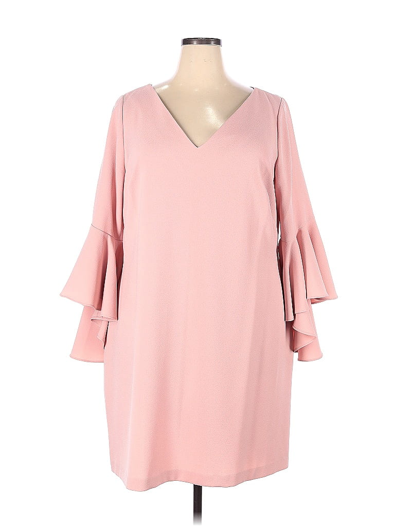 Eliza J Solid Pink Casual Dress Size 18 (Plus) 76 off thredUP