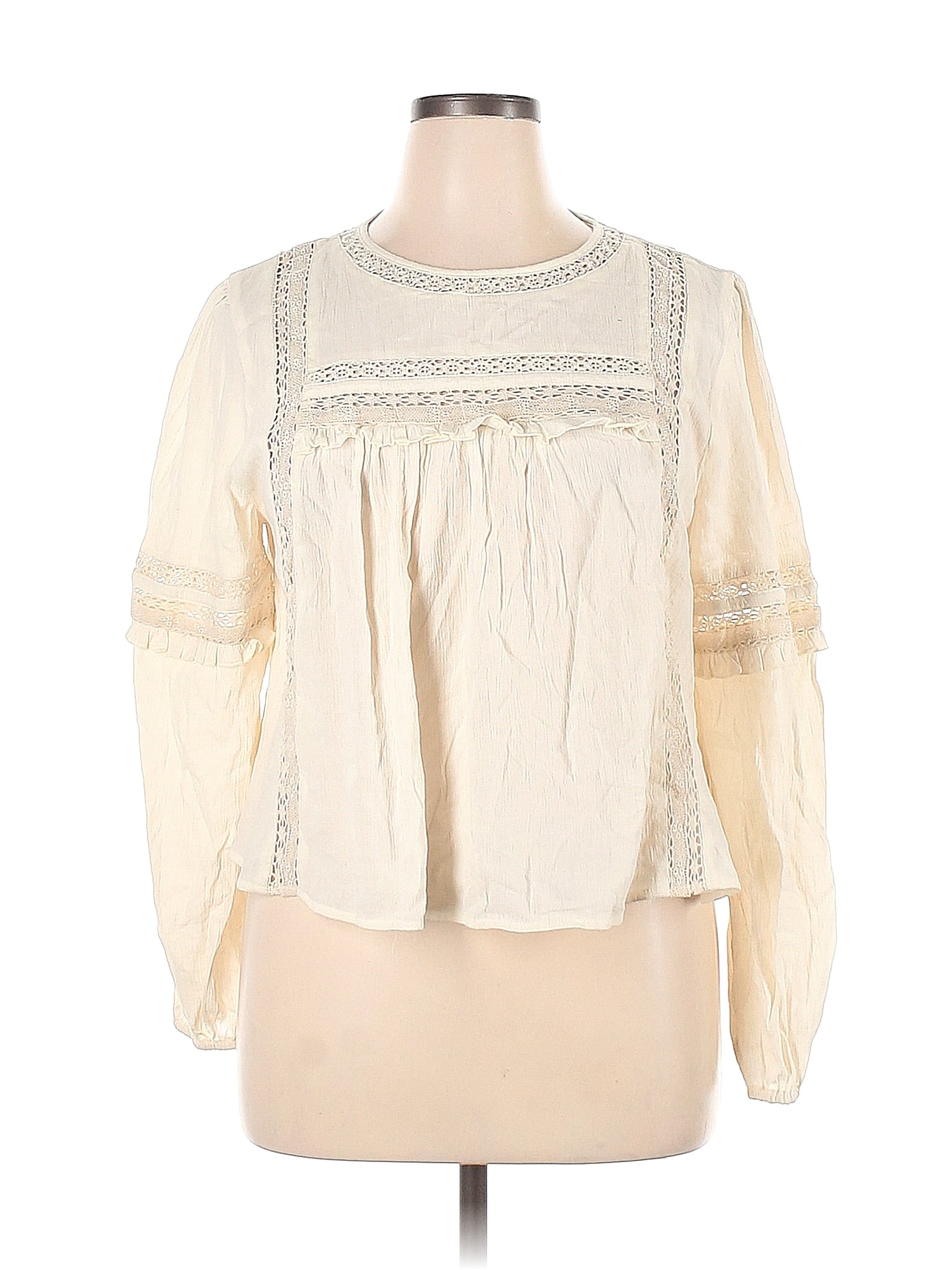American Eagle Outfitters Ivory Long Sleeve Blouse Size XL - 59% off ...