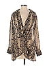 CBR 100% Polyester Animal Print Silver Long Sleeve Blouse Size S - photo 1