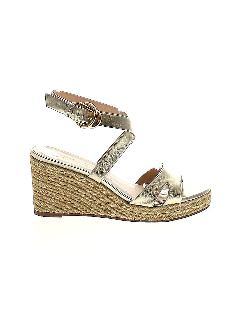 stuart weitzman gold wedges