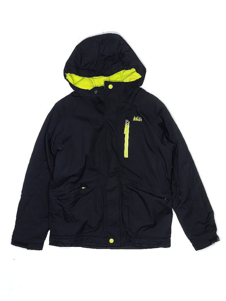 REI 100 Nylon Solid Black Blue Jacket Size 10 12 60 off thredUP