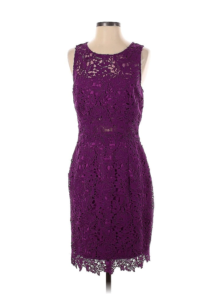 ML Monique Lhuillier 100% Polyester Purple Mulberry Lace Sheath Dress Size 10 - photo 1