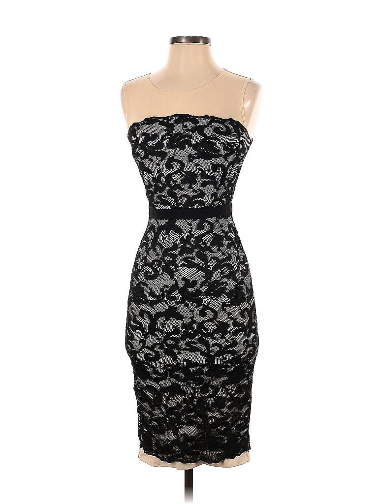 Bebe Jacquard Damask Brocade Black Cocktail Dress Size XXS - photo 1