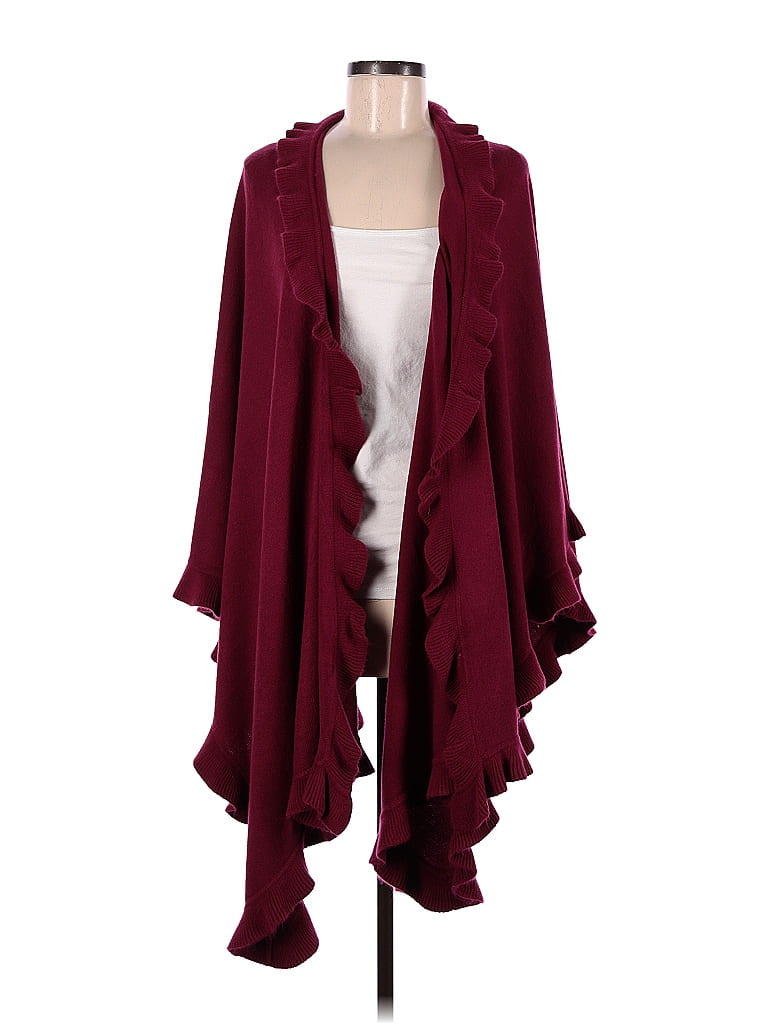 Pamela Mccoy 100% Acrylic Solid Maroon Burgundy Cardigan One Size - 75% 