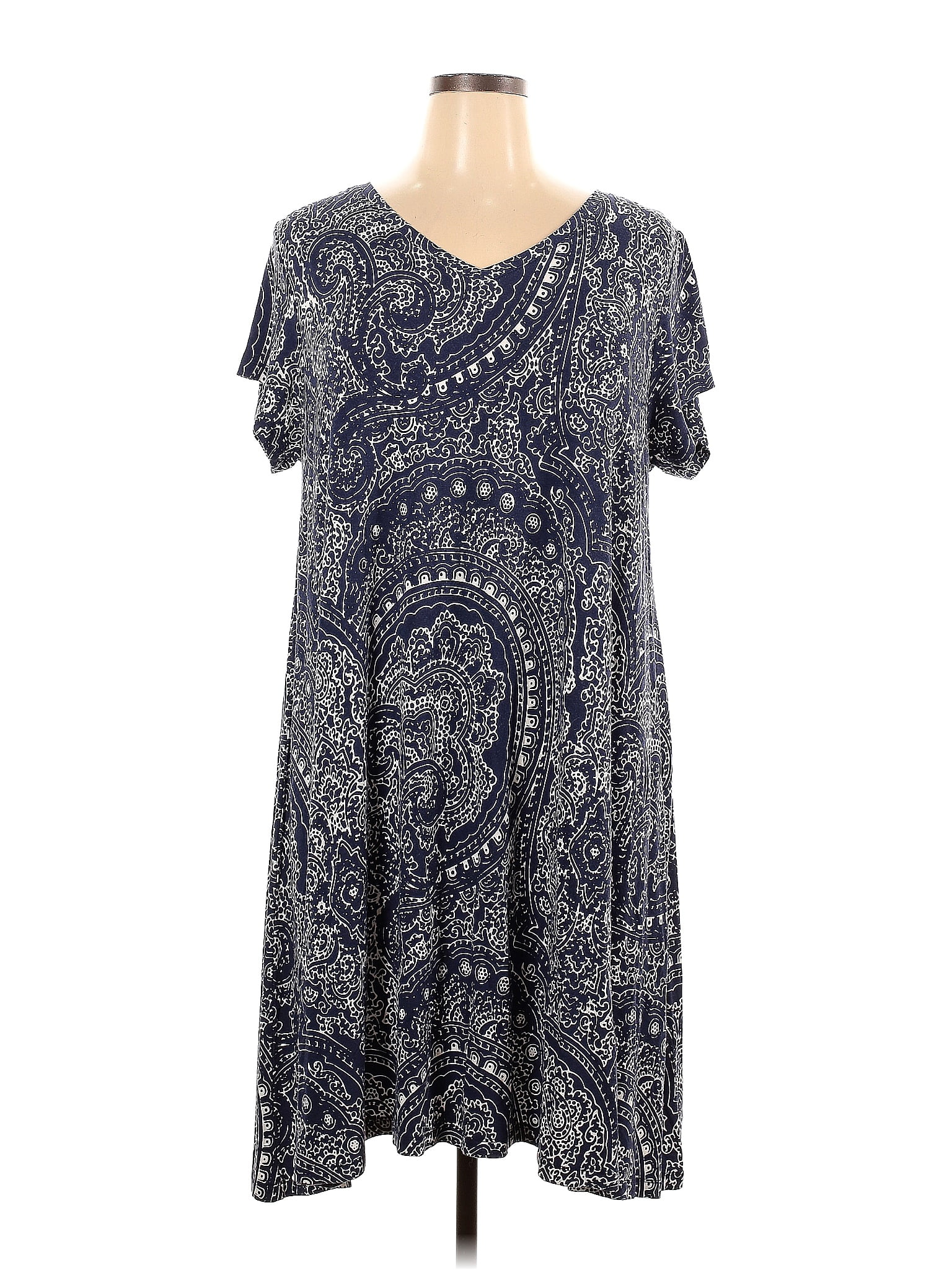 Cynthia Rowley TJX Paisley Multi Color Blue Casual Dress Size 2X (Plus ...