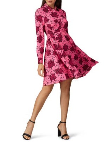 Farm Rio Flowered Leopards Midi Womens Dress XL Smocked Long Sleeve $265