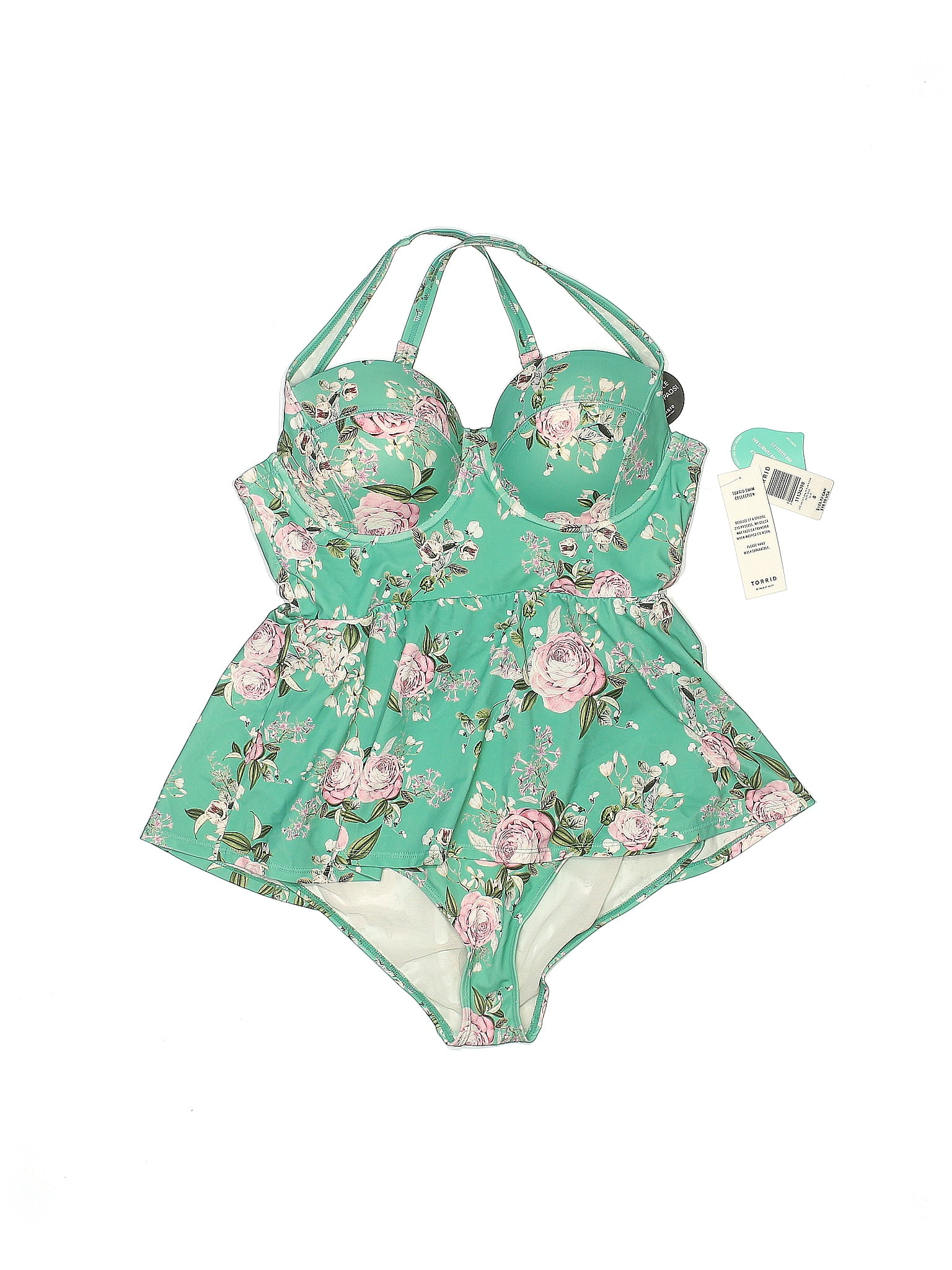 Torrid Floral Green One Piece Swimsuit Size Lg Plus (0) (Plus) 60
