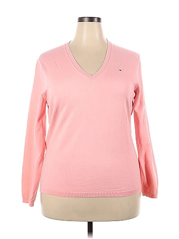 Tommy Hilfiger Color Block Solid Pink Pullover Sweater Size XXL