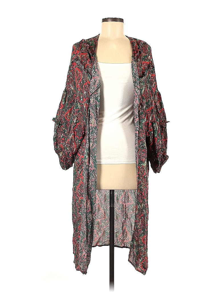 Anthropologie Color Block Red Kimono One Size - 64% off | thredUP