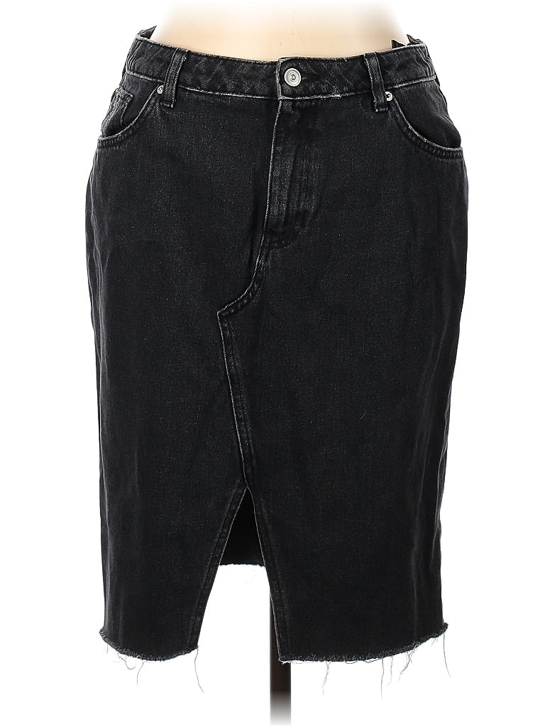 H&M 100 Cotton Black Denim Skirt Size 12 29 off ThredUp