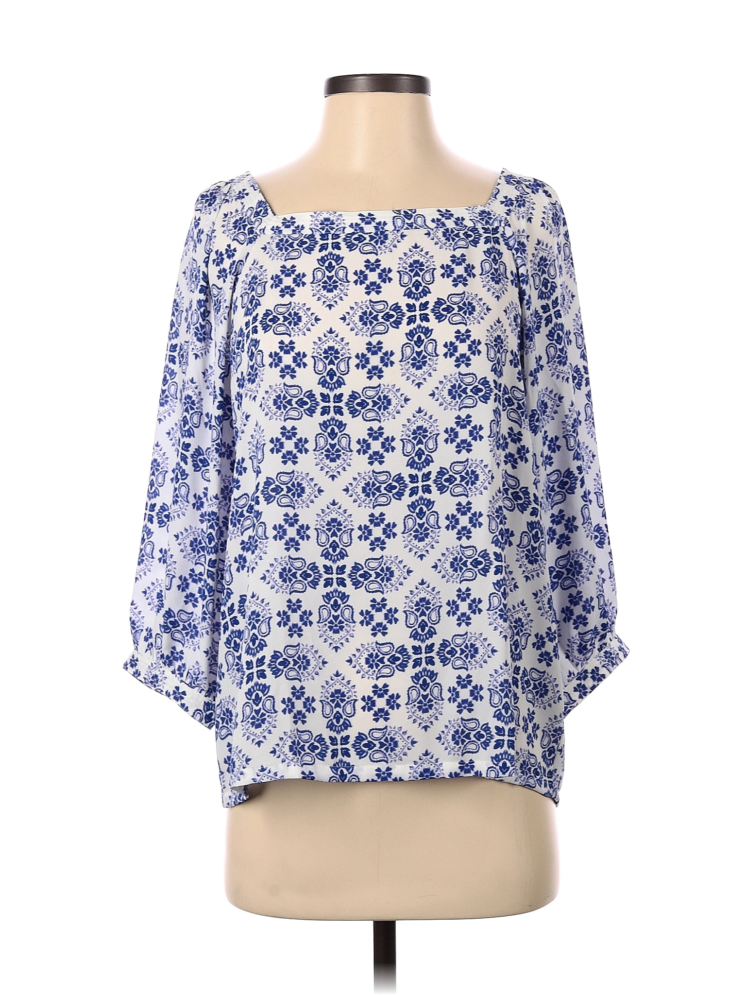 Ann Taylor Loft 100 Polyester Blue Long Sleeve Blouse Size S 71 Off