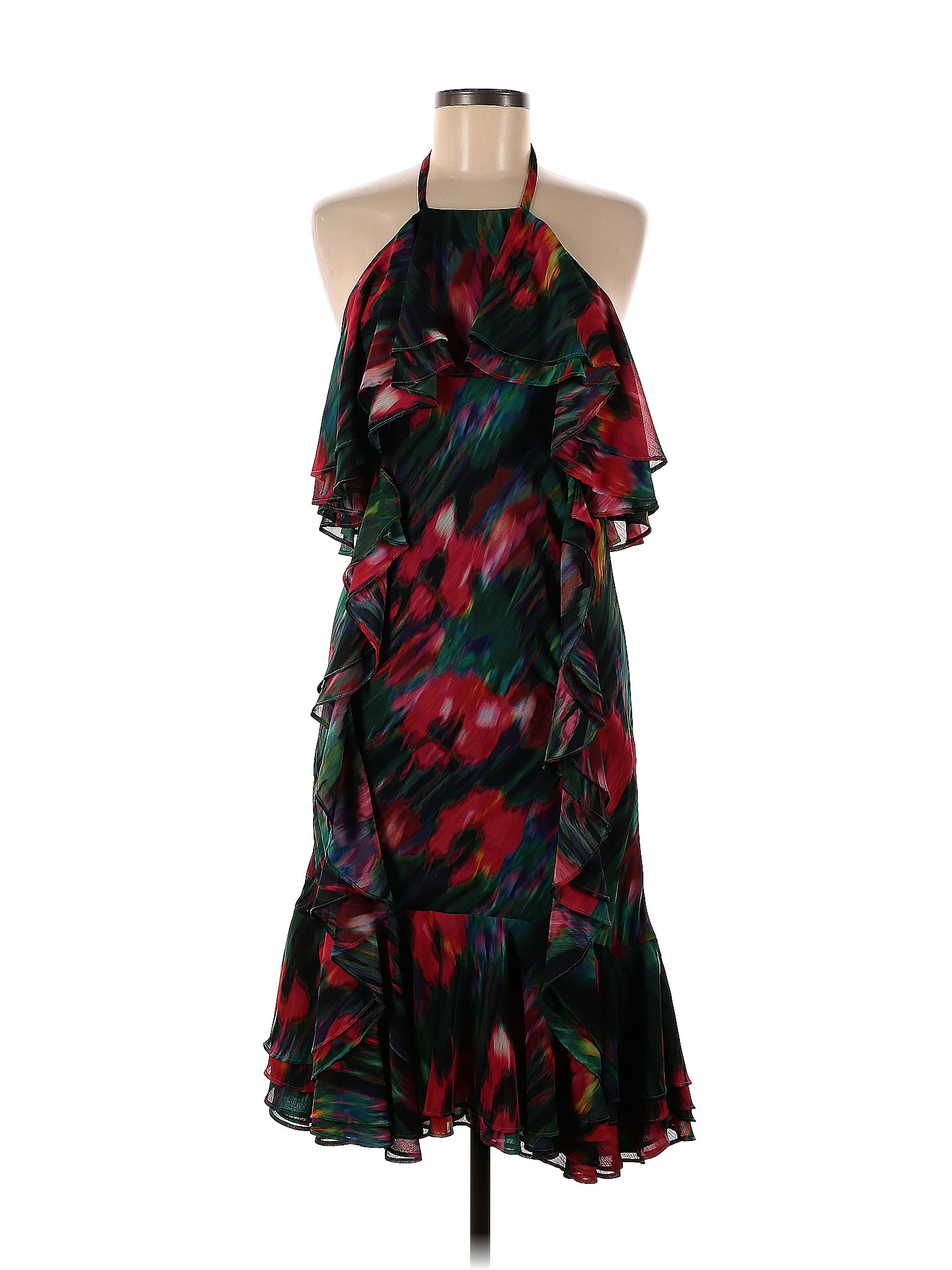 Jason Wu Collective 100% Polyester Multi Color Black Blurred Floral Halter  Dress Size 6 - 80% off