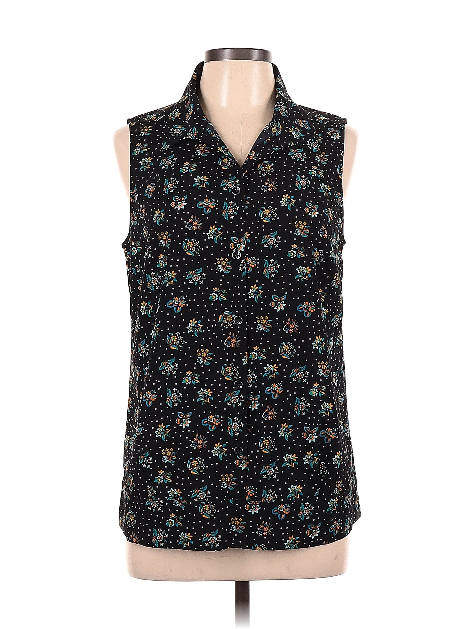 Cabi 100 Polyester Floral Black Sleeveless Blouse Size M 47 Off