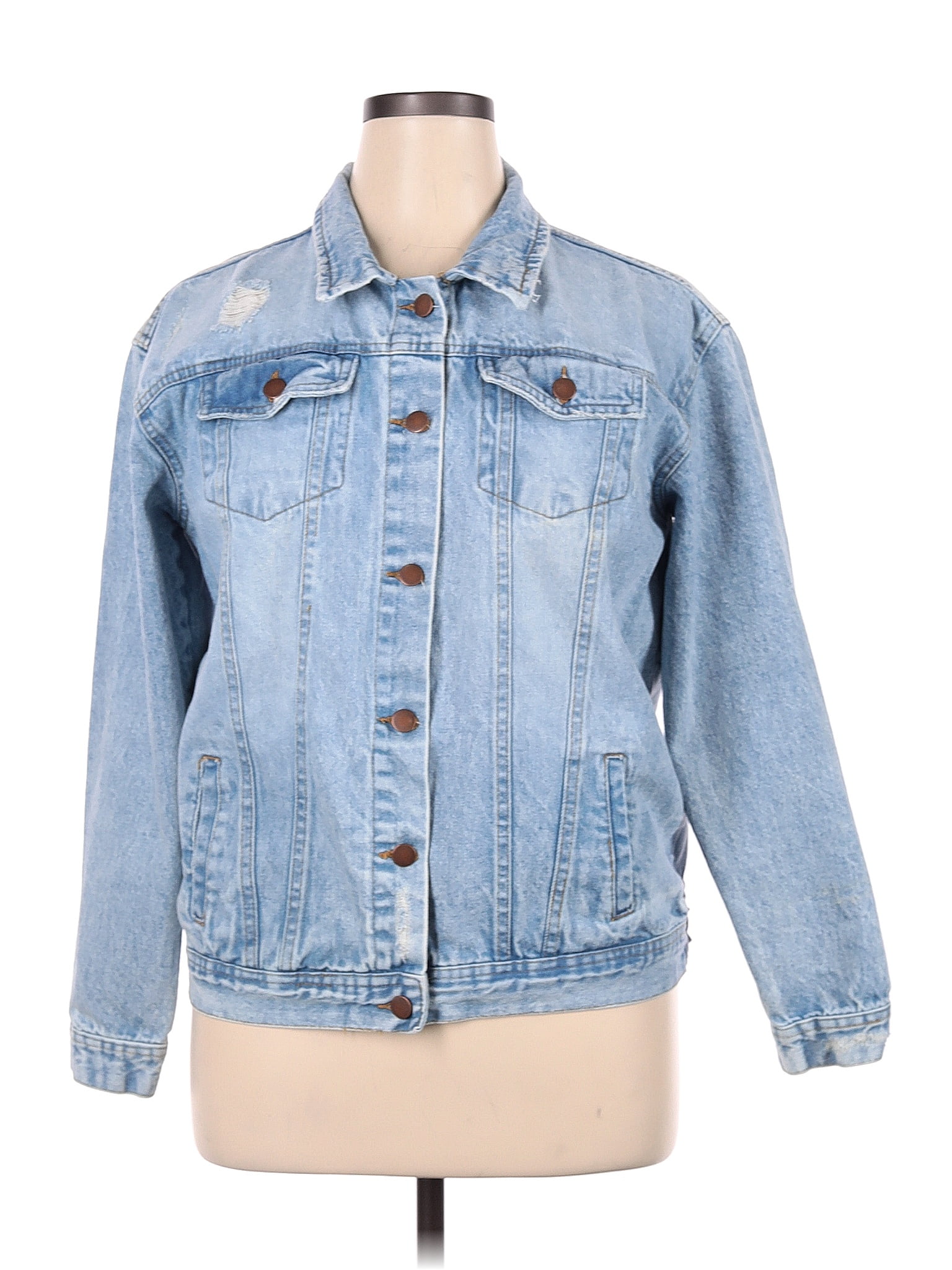 Rachel Zoe 100% Cotton Solid Blue Denim Jacket Size XL - 75% off | thredUP