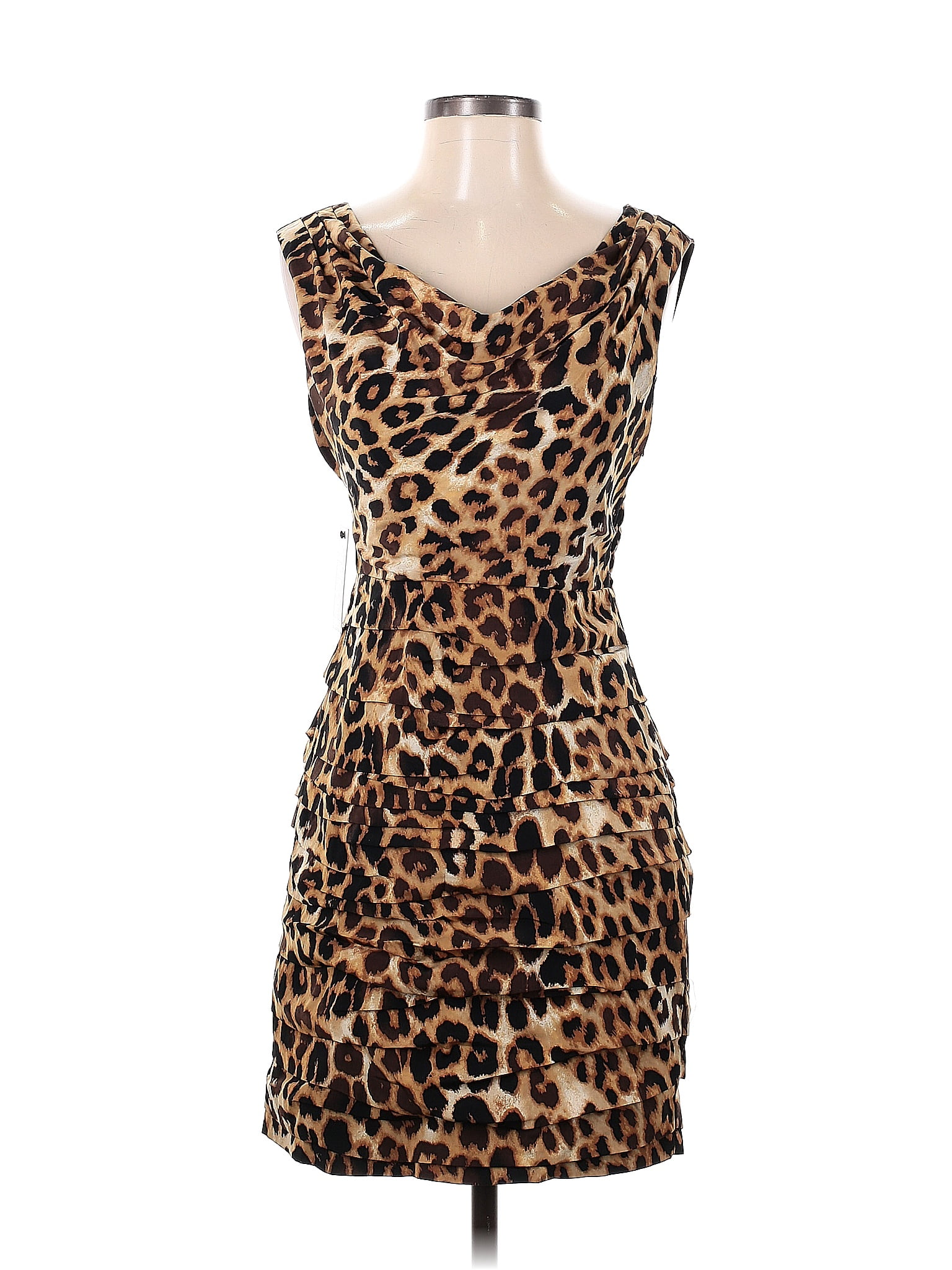 Express Leopard Print Tortoise Animal Print Brown Cocktail Dress Size 0 ...