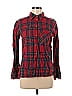 Topshop 100% Baumwolle Plaid Red Long Sleeve Button-Down Shirt Size 4 - photo 1