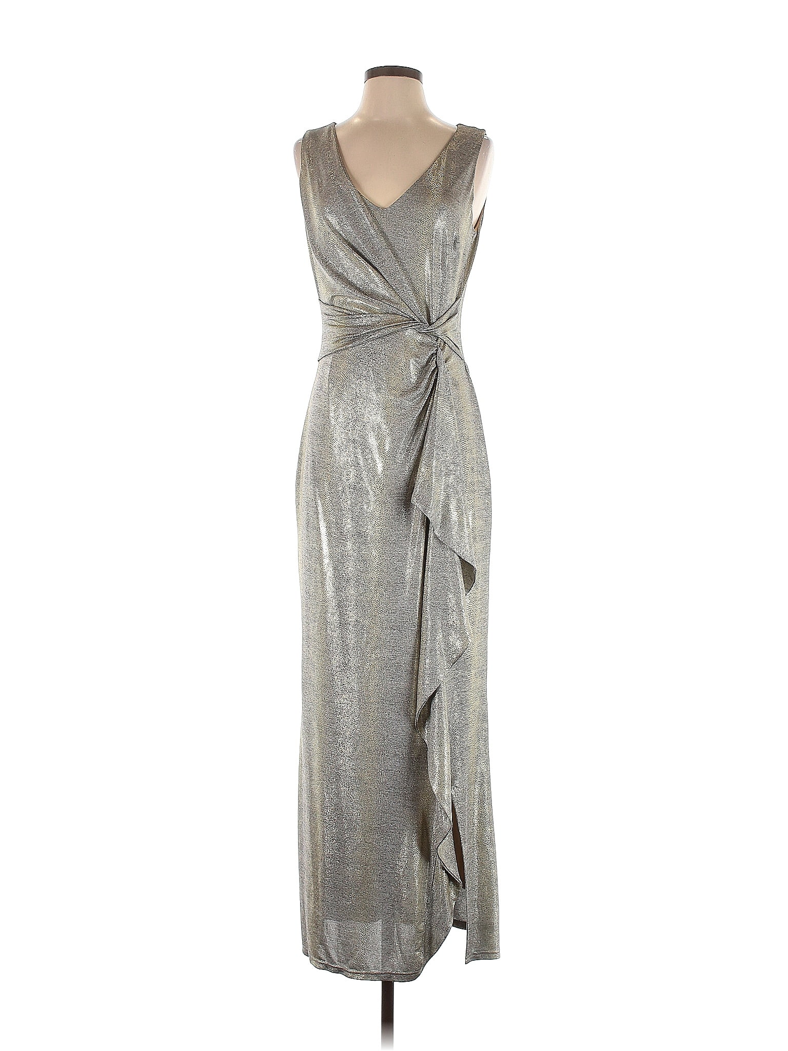 silver lace midi dress Rabanne Metallic-effect lace midi dress – Luisa World main image 0