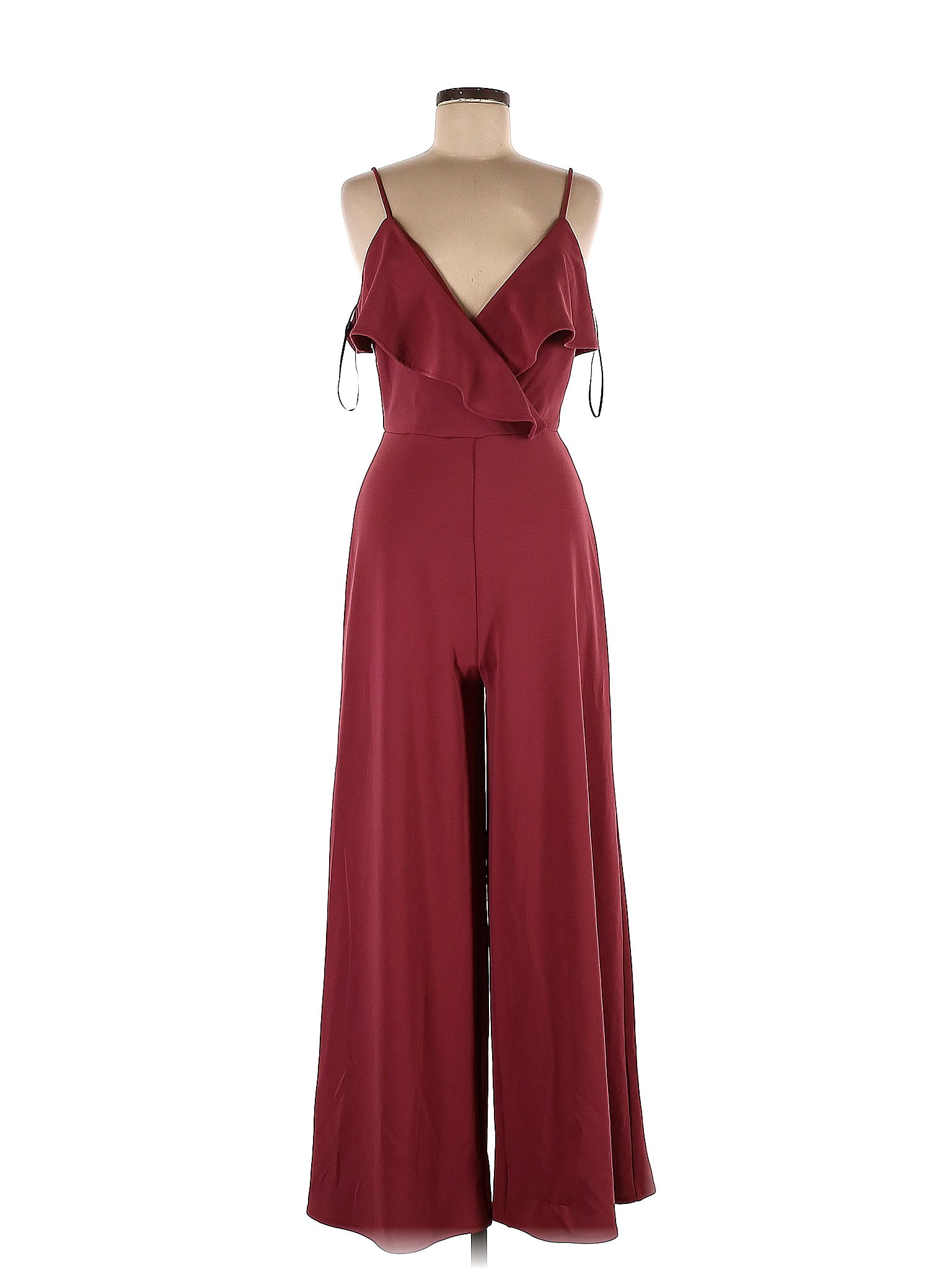 Symphony Solid Maroon Burgundy Jumpsuit Size M 58 off thredUP