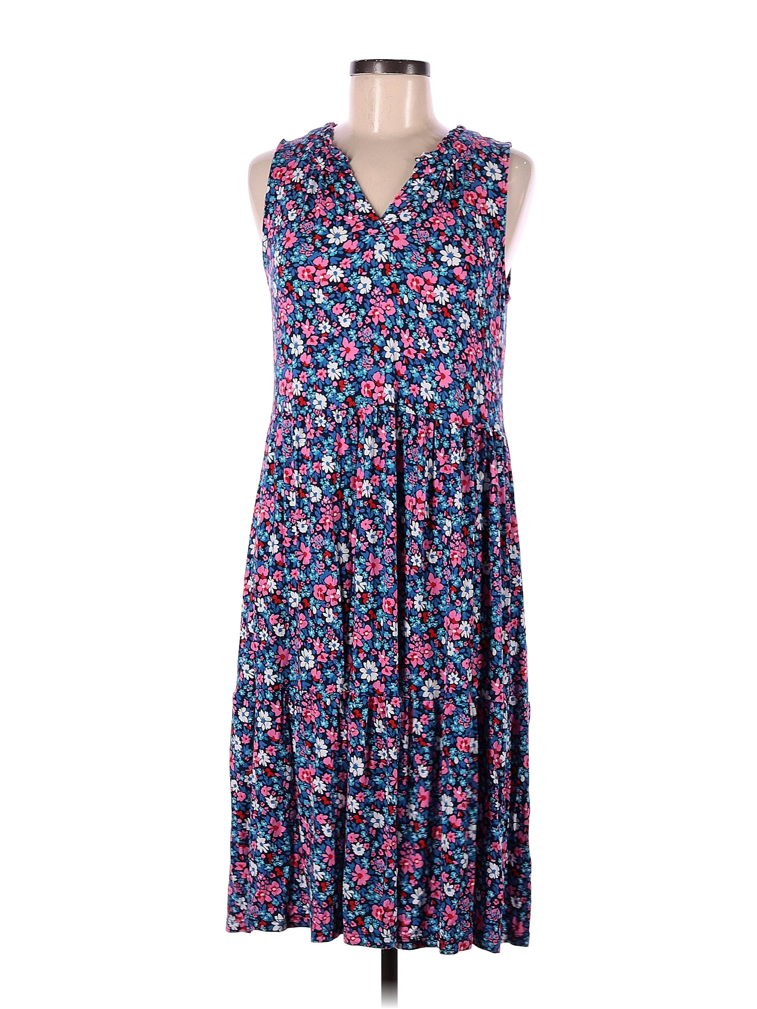 Croft & Barrow Floral Multi Color Blue Casual Dress Size M - 47% off ...