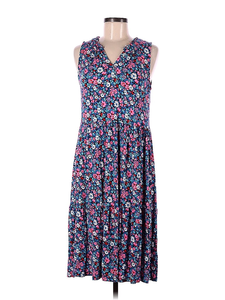 Croft & Barrow Floral Multi Color Blue Casual Dress Size M - 47% off ...