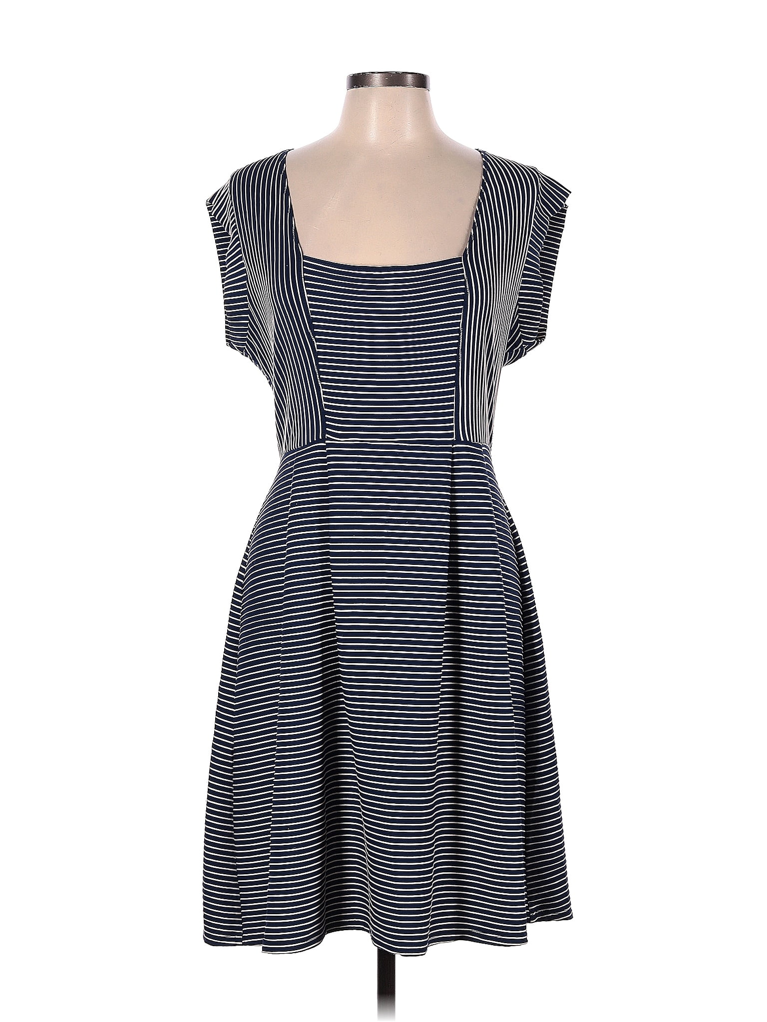 Plenty By Tracy Reese Chevron-herringbone Stripes Blue Casual Dress ...