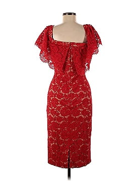 Theia Red Off Shoulder Lace Dress (view 2)