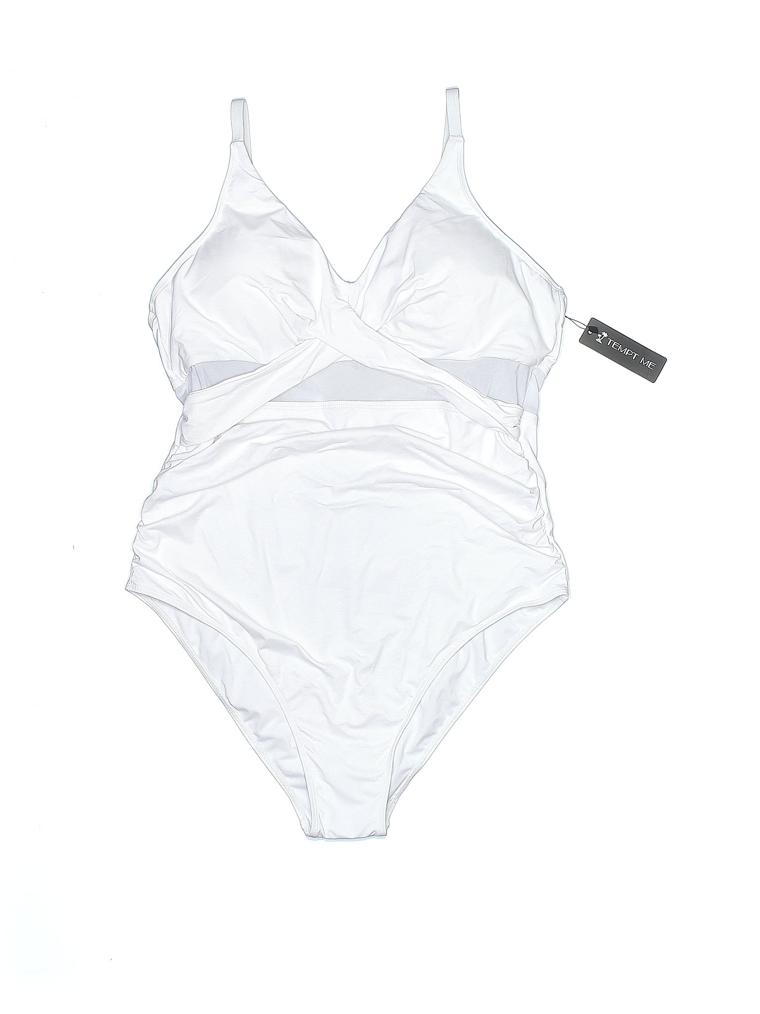 Unbranded Solid White One Piece Swimsuit Size 18 Plus 52 Off Thredup