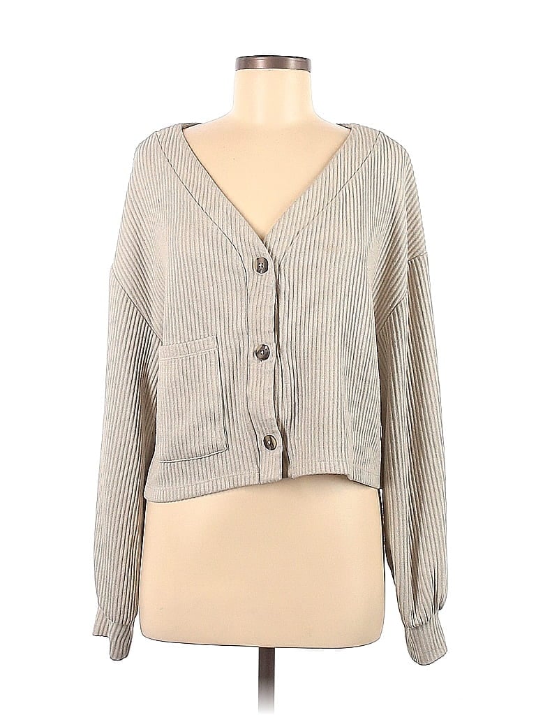 OAK + FORT Color Block Solid Gray Cardigan Size M - 73% off | thredUP