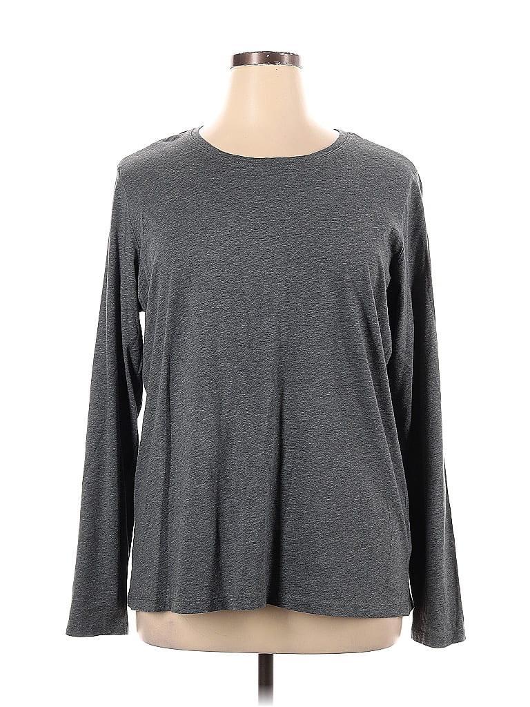 Lands' End 100% Cotton Gray Long Sleeve T-Shirt Size XL - 67% off | thredUP