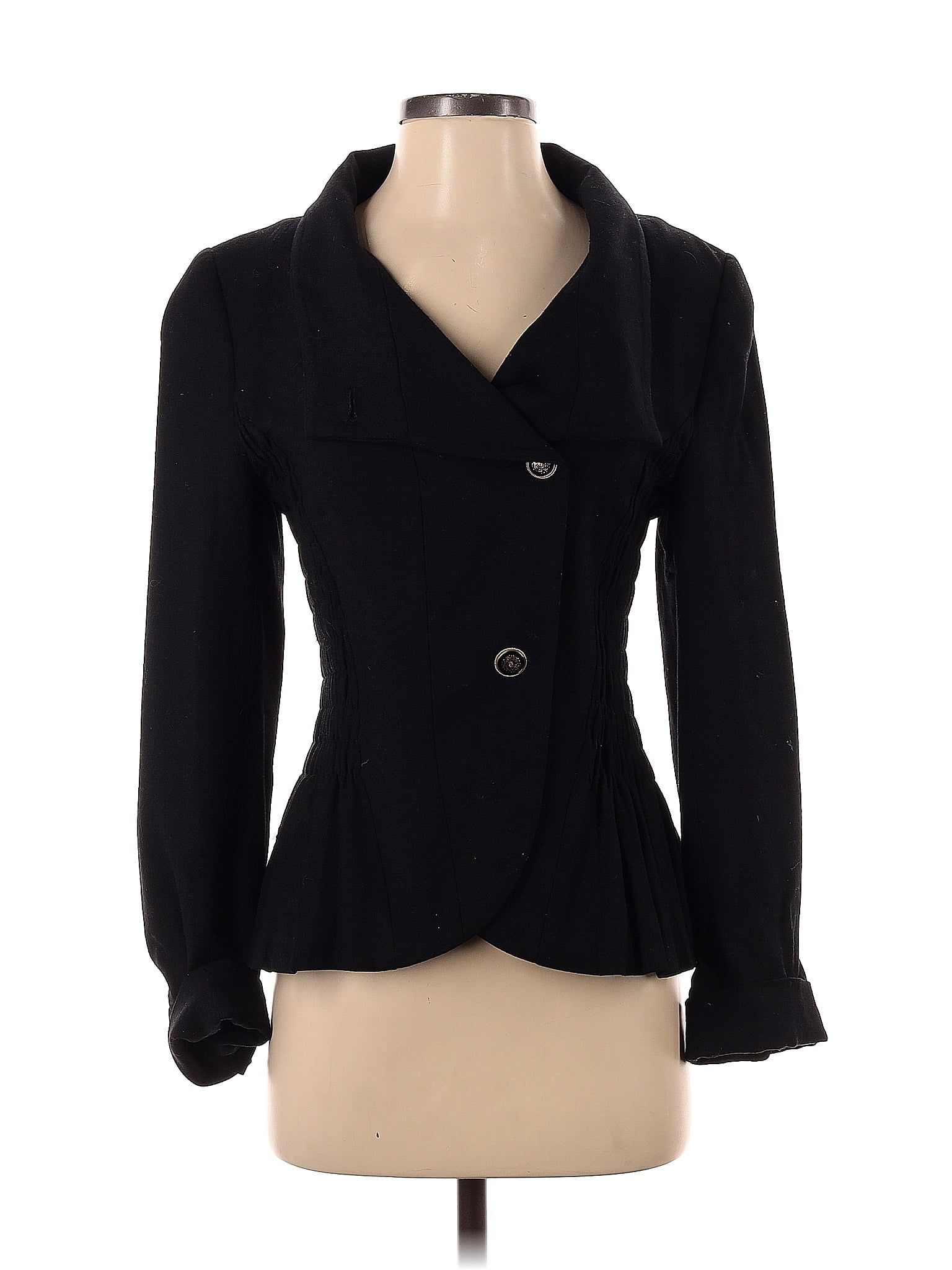 Zara Solid Black Wool Blazer Size S 63 Off Thredup