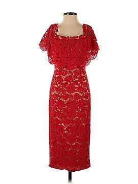 Theia Red Off Shoulder Lace Dress (view 1)