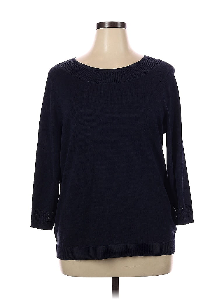 Christopher & Banks Color Block Polka Dots Navy Blue Pullover Sweater ...