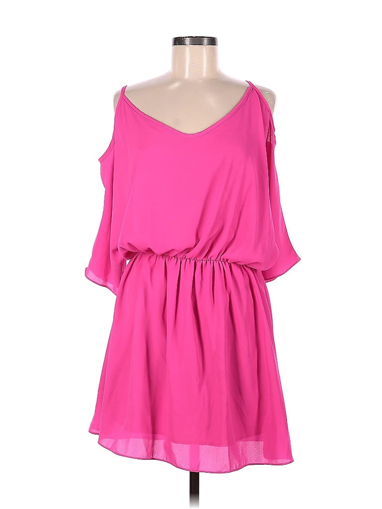 Nymphe 100% Polyester Solid Pink Casual Dress Size M - photo 1