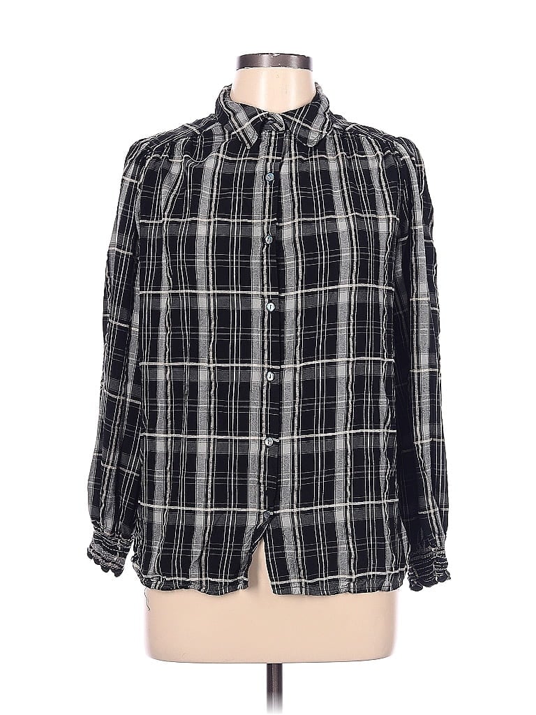 Pre-owned Max Studio Long Sleeve Button Down Shirt In Black