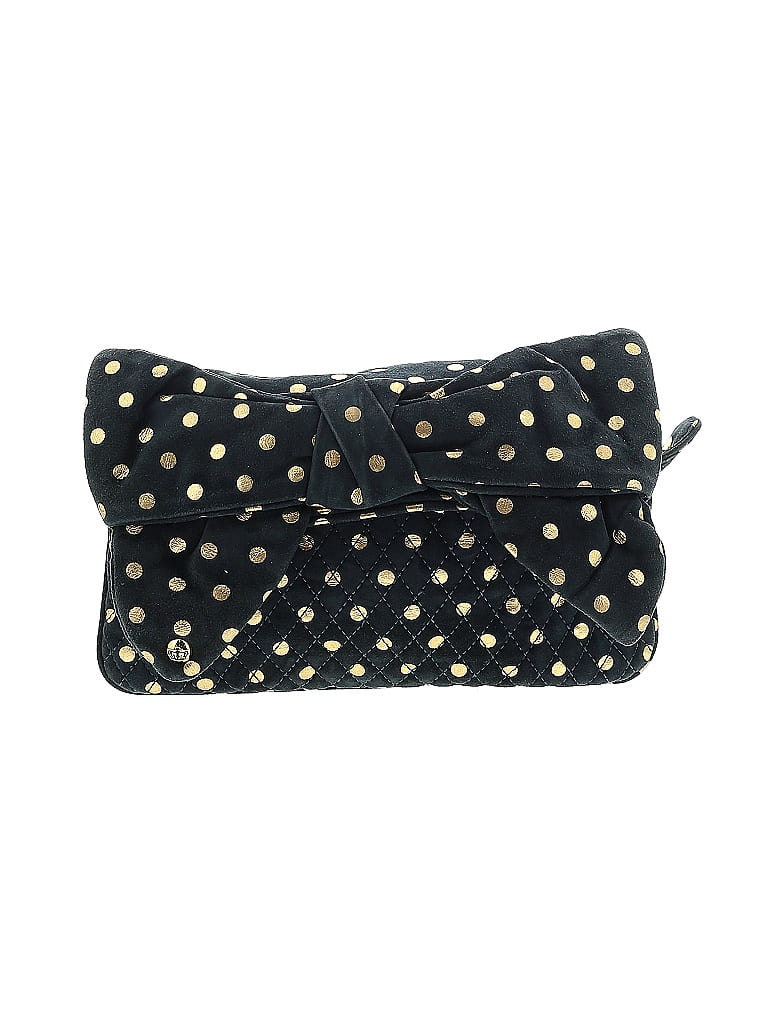 Juicy Couture 100% Suede Polka Dots Black Leather Clutch One Size - photo 1