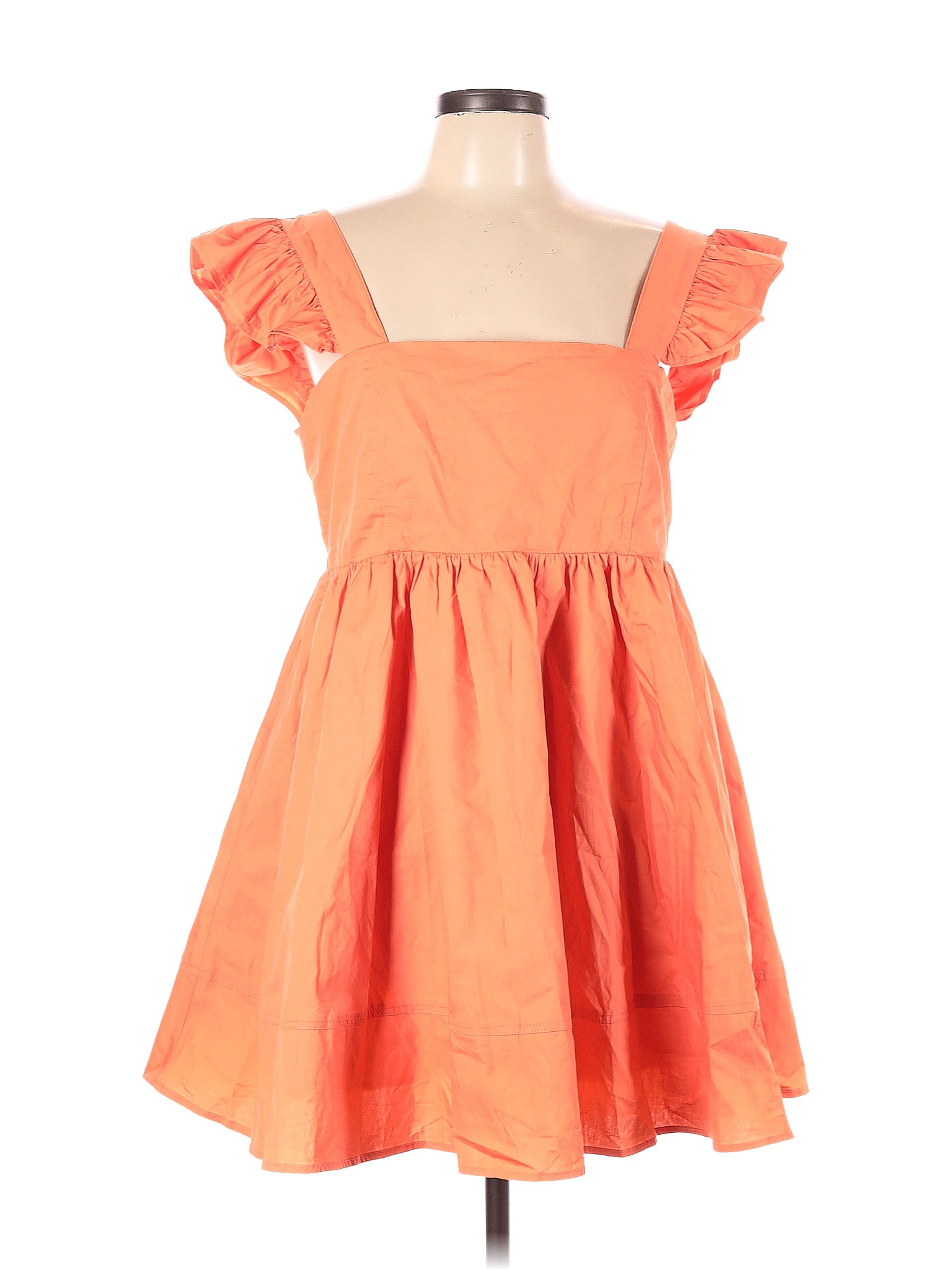 Caitlin Covington X Pink Lily 100 Cotton Solid Orange Casual Dress