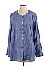 Indira Blue Long Sleeve Button-Down Shirt Size 0 - photo 1