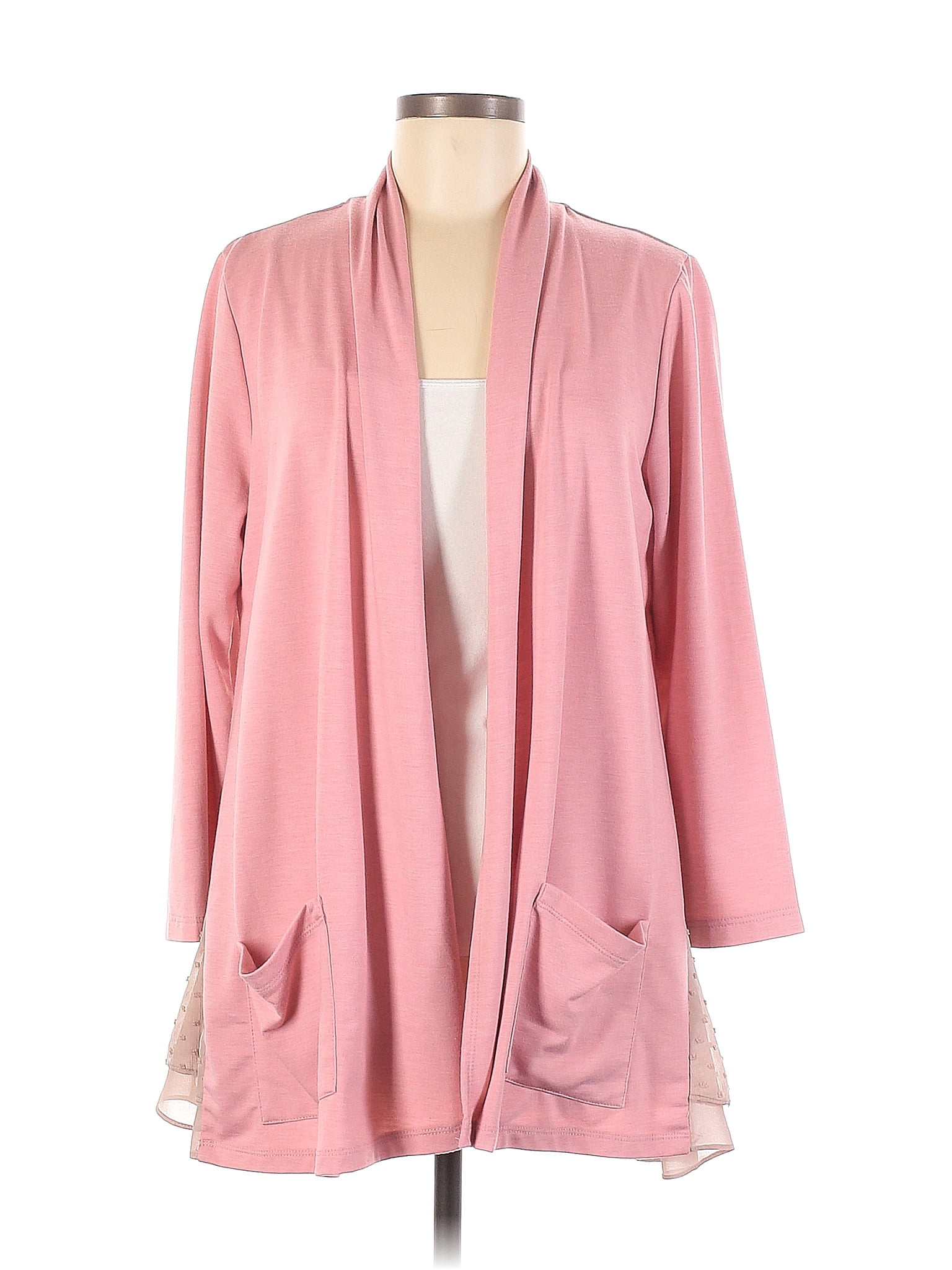 LOGO by Lori Goldstein Color Block Pink Cardigan Size M - 74% off | thredUP