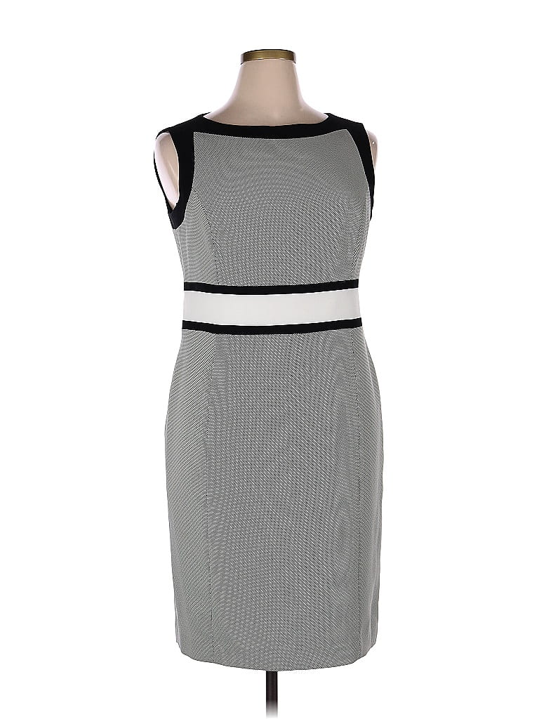 Nine West 100% Polyester Color Block Multi Color Gray Casual Dress Size ...