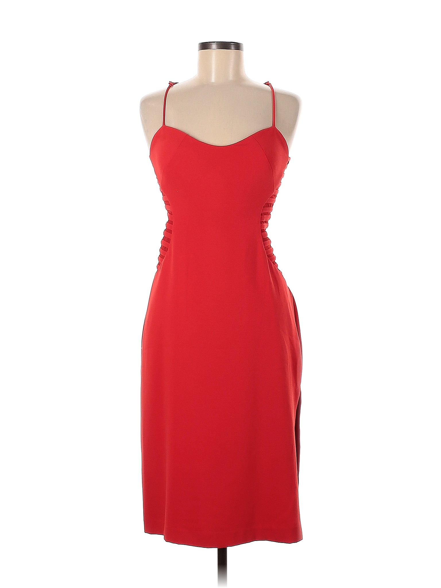 Halston 100% Polyester Solid Red Side Strip Dress Size 6 - 78% off ...